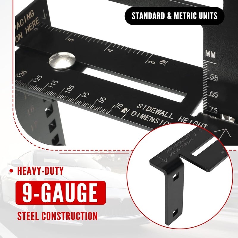 Atesilor 6-Lug Wheel Fitment Tool, Wheel Offset & Backspacing Measuring Tool, Simulates 14-22" Rim Diameter, 8-14" Tire Width, 2.5-11.5" Sidewall, 3-12" Clearance - Image 4